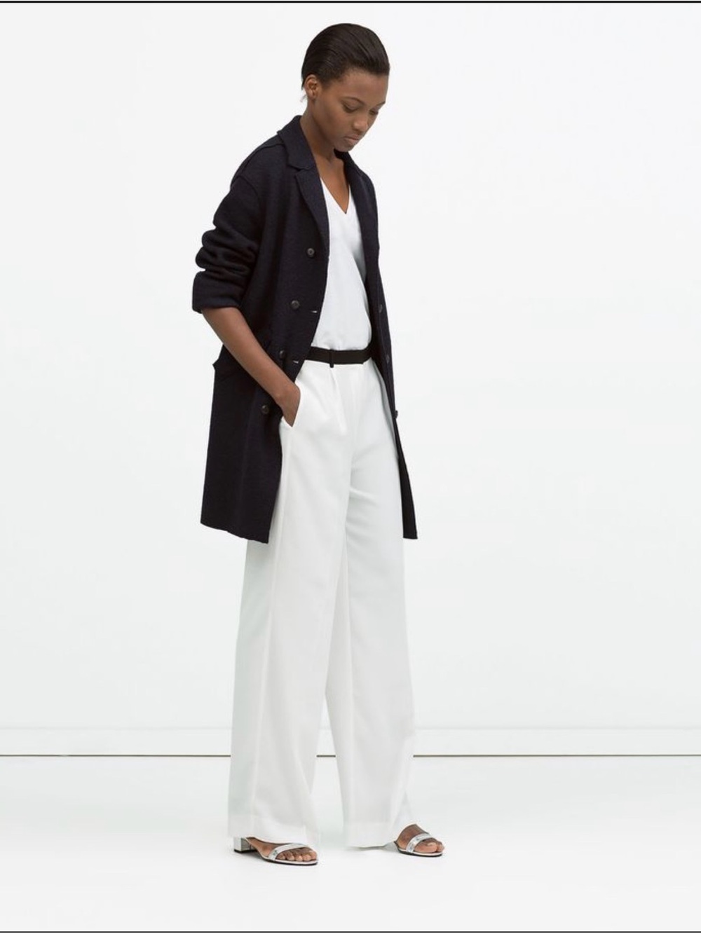 Zara Double-Breasted peacoat Coat - Black